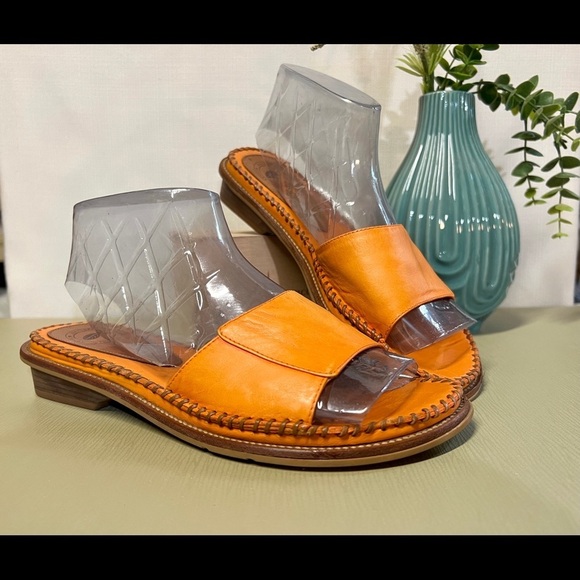🛍️Orange leather NURTURE slide sandals size 6.5 - Picture 4 of 6